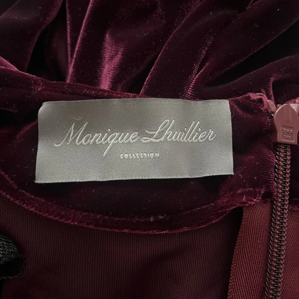 Monique Lhuillier Collection Merlot Soft Velvet Tapered Jumpsuit